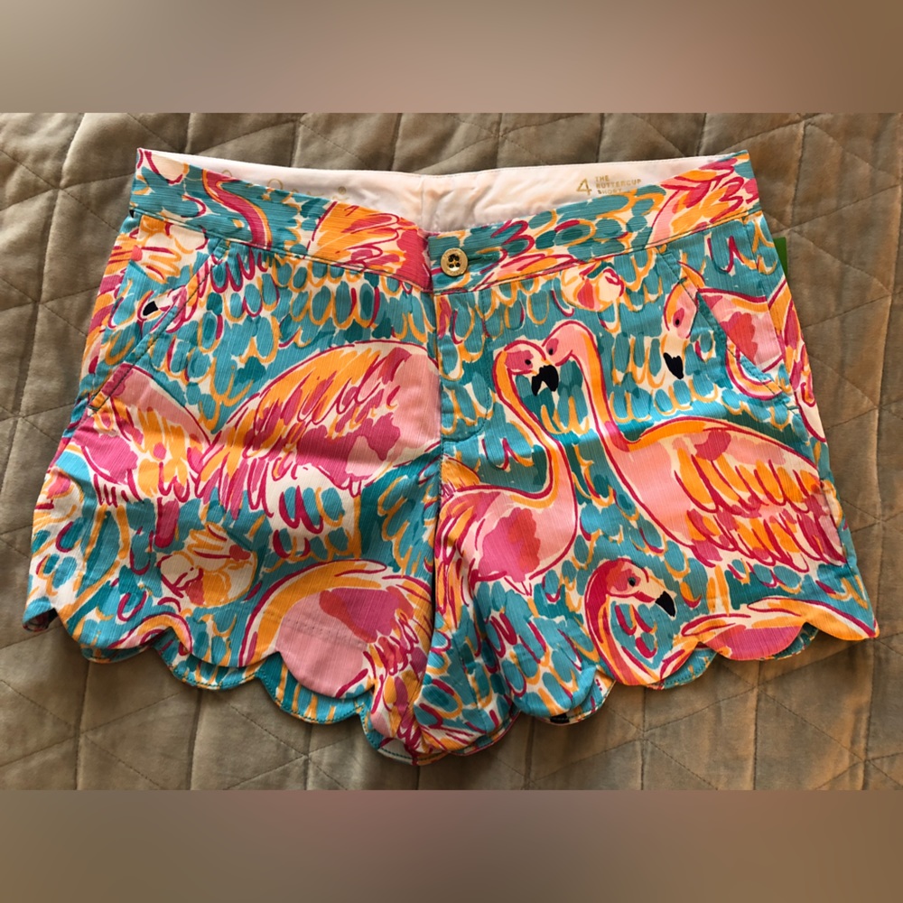 Lilly Pulitzer Buttercup Shorts In Peel and Eat Flamingos, size 4, New With Tags